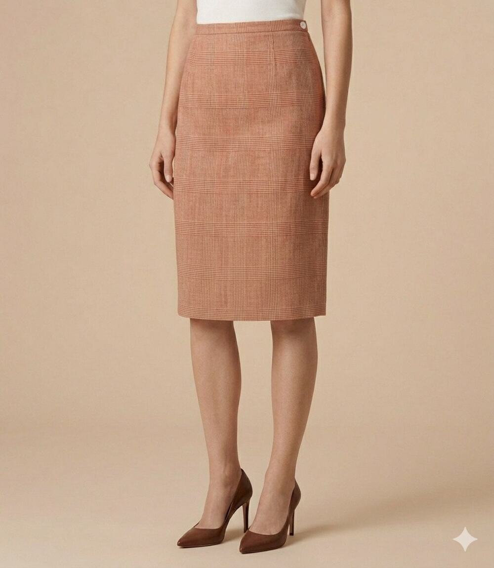 Vintage Burberry London Women’s 100% Linen Skirt Sz 46 Office Career